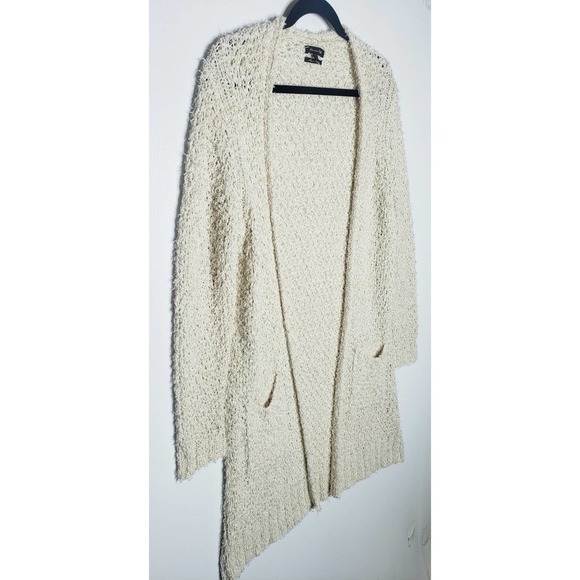 Massimo Dutti Small Long Cream Eyelash Fringe Crochet Knit Open Cardigan Duster - Picture 2 of 10